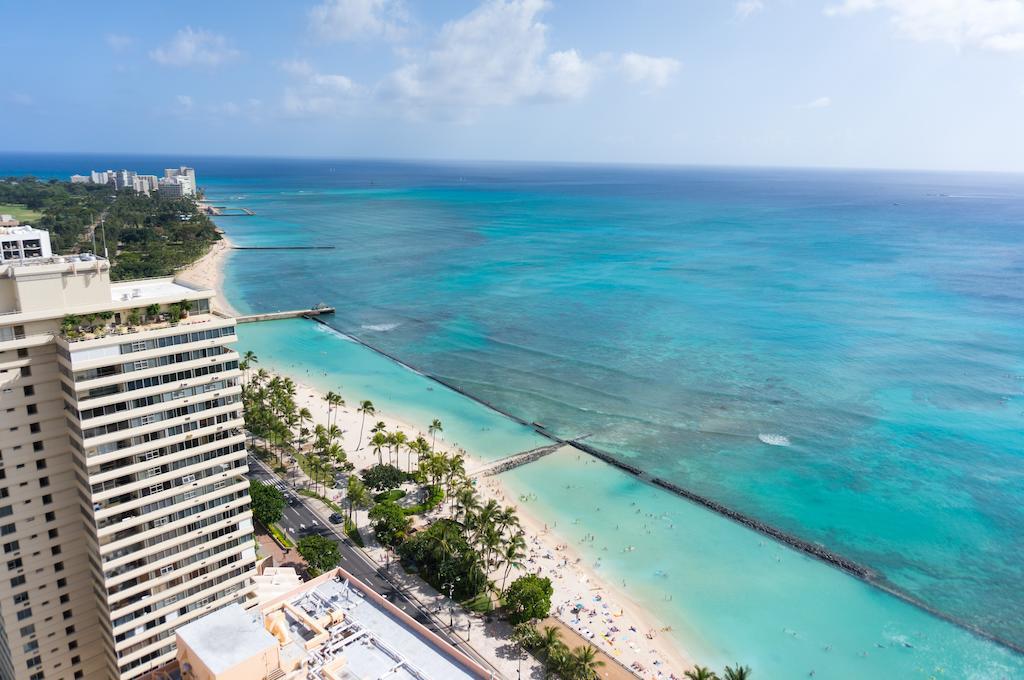 Aston Waikiki Beach Tower Honolulu Eksteriør bilde Aerial view of Waikiki